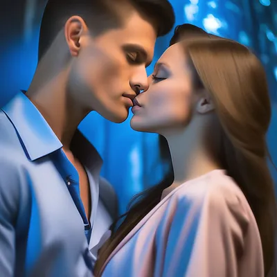 Парень и девушка целуются на мосту…» — создано в Шедевруме