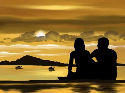 Романтической фото силуэта парня и девушка на берегу моря #картинки #фото  #силуэт #любовь #влюбленные #закат #парень_и_девушка #море #… | Силуэт,  Закаты, Влюбленные