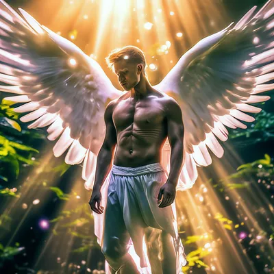 Мужчина ангел с крыльями, много …» — создано в Шедевруме