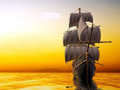 Старый корабль парусник стоит на …» — создано в Шедевруме