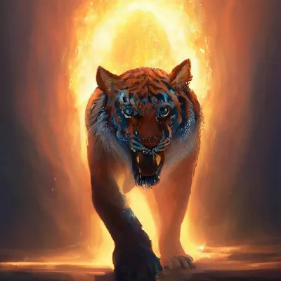 Пасть тигра а внутри огонь плямя …» — создано в Шедевруме