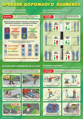 Стенд с картинками и описанием Правила дорожного движения для детей Стенды  для детских садов ДОУ и школ