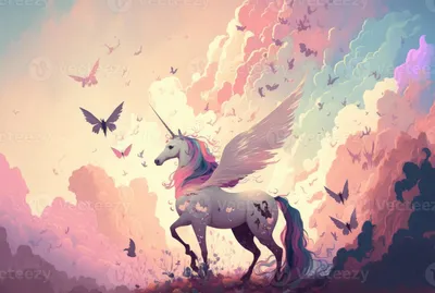 Unicorn Pegasus, big dreams print by Dolphins DreamDesign | Posterlounge