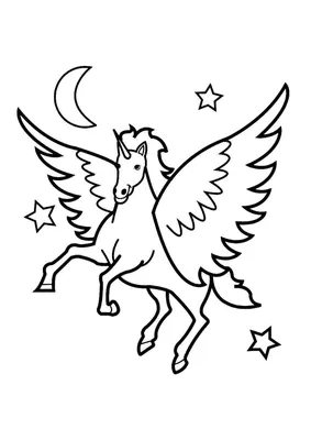 Funny Happy Blue Yellow Pegasus Unicorn Horse With Flowers Crayon Like  Childs Hand Drawn Cute Fantasy Fairy Animal Stock Illustration - Download  Image Now - iStock