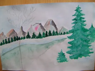 Как нарисовать зимний пейзаж поэтапно 6 уроков