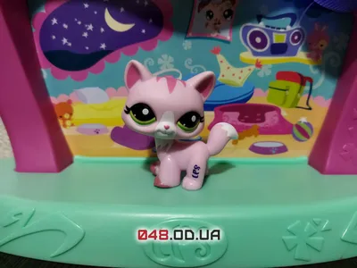 Фигурка Littlest pet shop кошка-стоячка розовая с малиновыми полосками  Киев, Одесса, интернет-магазин в Украине