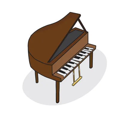 Brown old piano in cartoon style ,Clip Art - vector illustration isolated  on white background. 12244783 Vector Art at Vecteezy