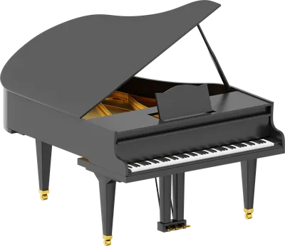 Realistic black grand piano, musical instrument. 3d rendering. PNG icon on  transparent background. 13442267 PNG