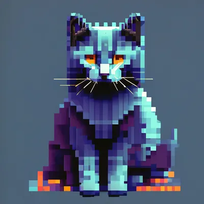 Кот, пиксель арт» — создано в Шедевруме