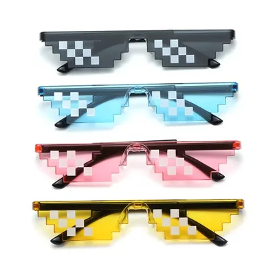 Забавные мозаичные солнцезащитные очки Thug Life солнцезащитные очки  пиксельные черные Ретро геймерские солнцезащитные очки-роботы для дня  рождения Косплей сувениры инструмент | AliExpress