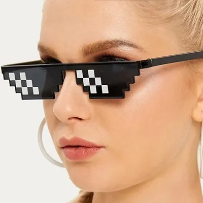 Мозаичные солнцезащитные очки, розыгрыш, игрушечные очки, пиксельные очки,  Искусственные черные мозаичные солнцезащитные очки, забавная игрушка |  AliExpress