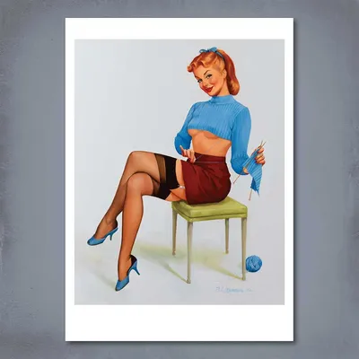 A Revealing Yarn Pin-Up Print - A retro style poster by Fiona Stephenson
