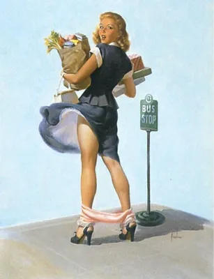 Permite Mechanic Pin-up Girl by Bill Medcalf Vintage Art - xzendor7