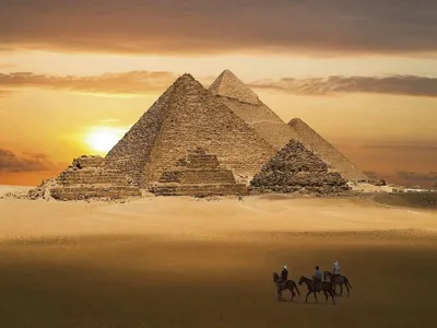 Фотообои Египетские пирамиды на стену. Купить фотообои Египетские пирамиды  в интернет-магазине WallArt