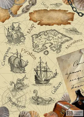Старая пиратская карта | Пиратские карты, Старая карта, Карта