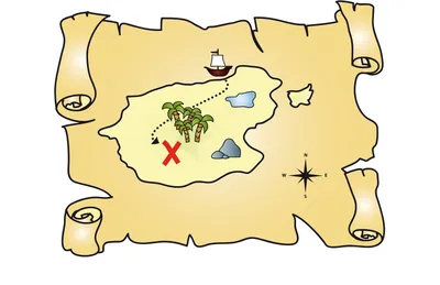 старая пиратская карта сокровищ на белом фоне Иллюстрация штока -  иллюстрации насчитывающей гранж, изображение: 230427131