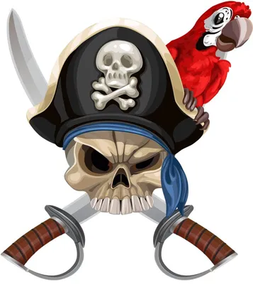 Купить стикер Пиратский череп - Череп и кости