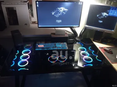 Игровой компьютерный стол с подсветкой и двумя тумбами по индивидуальным  размерам на заказ - на заказ в Москве