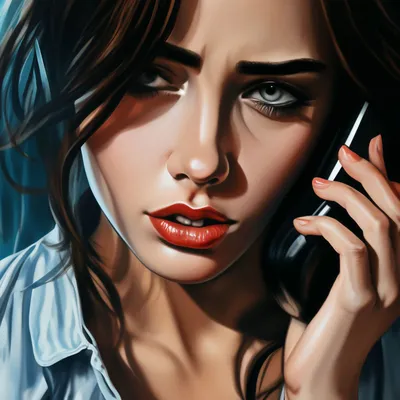 Плачущая девушка говорит по телефону…» — создано в Шедевруме