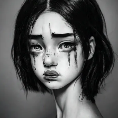 Иллюстрация Плачущая девушка в стиле мода и красота, реклама