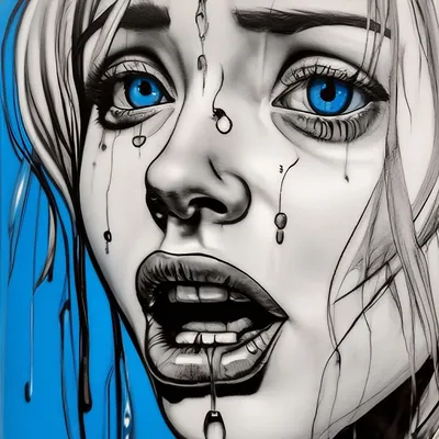 Плачущая девушка» поп-арт, комикс…» — создано в Шедевруме