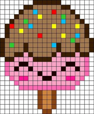 Мороженое Как рисовать по клеточкам How to Draw Ice Cream Pixel Art for  Kids - YouTube