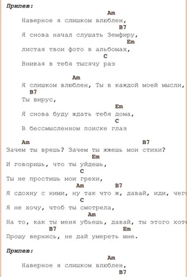 Слишком влюблён — нервы | Песни для укулеле, Аккорды для укулеле, Табы для  укулеле