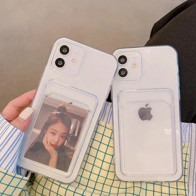 Купить HD прозрачный чехол для телефона для iPhone 11 12 бумажник держатель  для карт для samsung Xiaomi OPPO ультра тонкий мягкий чехол из ТПУ | Joom