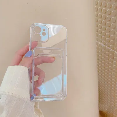 Купить HD прозрачный чехол для телефона для iPhone 11 12 бумажник держатель  для карт для samsung Xiaomi OPPO ультра тонкий мягкий чехол из ТПУ | Joom