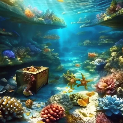 Под водой, океан, сокровища, красиво…» — создано в Шедевруме