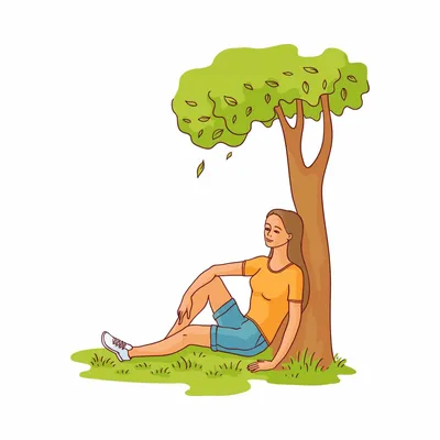 Рисунок человек сидящий под деревом - 59 фото