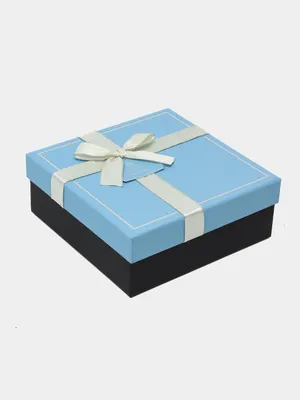 Подарочная коробочка 90х90х40 мм синяя с бантом в интернет-магазине янтаря