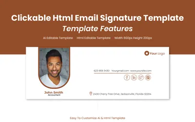 Technical writer Email Signature Design Template in PSD, HTML