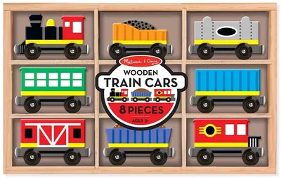 Woody 91851 Деревянный комплект - Поезд и вагончики с магнитными элементами  (3шт.) для детей от 3 лет