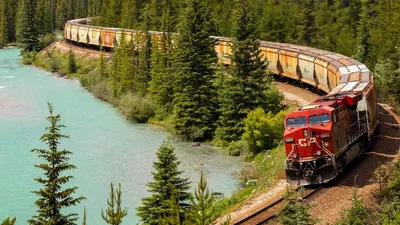 Обои поезд, железная дорога, лес, озеро, путешествие картинки на рабочий  стол, фото скачать бесплатно