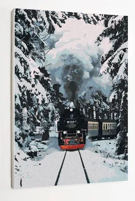 Картина по номерам на холсте с подрамником \"Зима, новый год, зимний поезд\",  40х60 см - купить с доставкой по выгодным ценам в интернет-магазине OZON  (833130177)