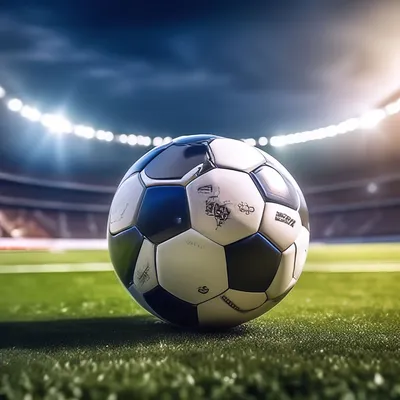 Футбольный мяч на футбольном поле, …» — создано в Шедевруме