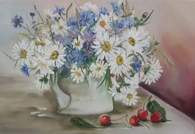 Букетик полевые цветы из стекла в вазочке, 5 цветочков - Imperialglass