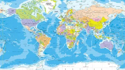 Политическая карта мира-8. Обои на заказ - печать бесшовных дизайнерских  обоев для стен по своему рисунку