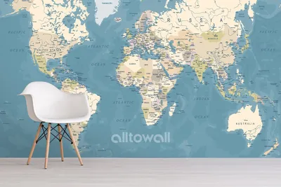 Фотообои на стену Политическая карта мира - Карты Разное
