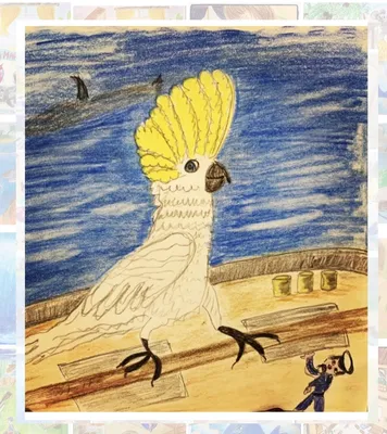 Белый какаду, попугай,иллюстрация акварелью Stock Illustration | Adobe Stock