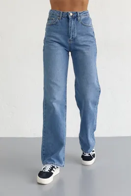Купить Голубые повседневные женские джинсовые брюки