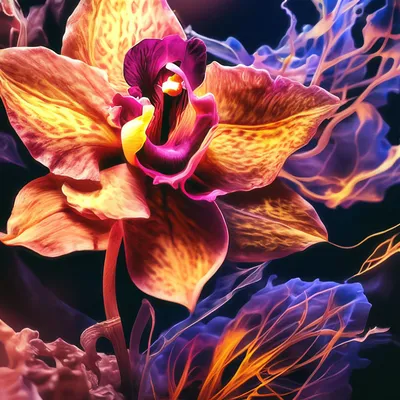 Фиолетовая орхидея на фоне горы. | Премиум Фото