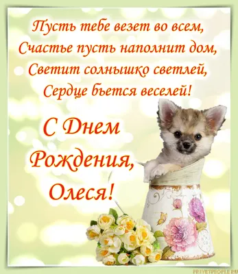 Поздравить с днём рождения прикольно и своими словами Олесю - С любовью,  Mine-Chips.ru