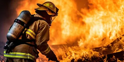 Пожарный тушит огонь стоковое изображение. изображение насчитывающей  человек - 54637657