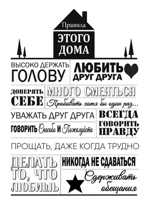 Картина на холсте \"Правила дома ЧБ I\" - купить недорого в интернет-магазине  Postermarket в Москве