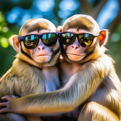 Две смешные крутые обезьяны в …» — создано в Шедевруме