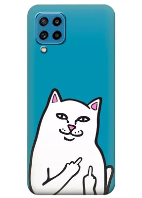 Samsung M32 прикольный чехол из силикона с котом - Кот с факами