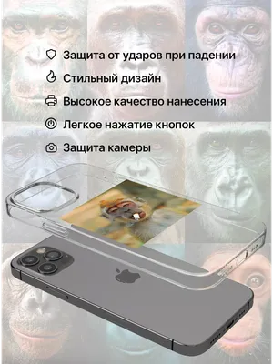 QEIS Чехол на iPhone 13 PRO с обезьяной мем, обезьяна прикол