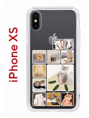 Чехол на iPhone X, Xs с принтом Kruche Print Коты-Мемы, бампер с защитой  камеры, купить в Москве, цены в интернет-магазинах на Мегамаркет